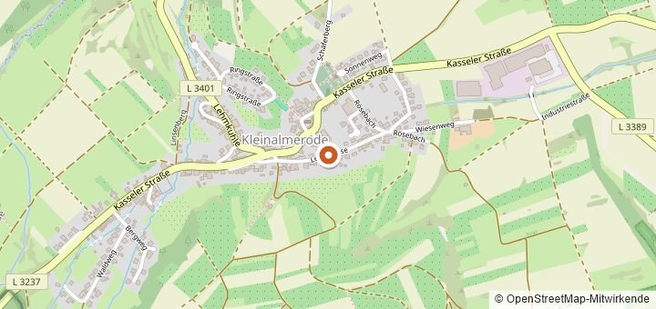Kartenausschnitt mit dem Startbereich von Bilstein-Marathon in Witzenhausen-Kleinalmerode