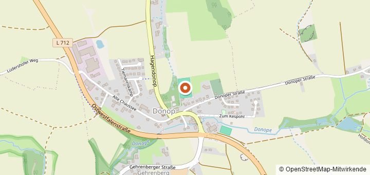 Kartenausschnitt mit dem Startbereich von Donoper Volkslauf in Donop (Blomberg)