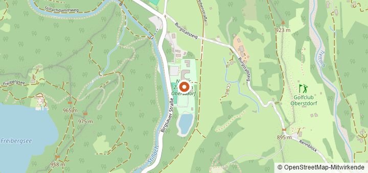 Kartenausschnitt mit dem Startbereich von Oberstdorfer Gebirgstäler-Halbmarathon in Oberstdorf