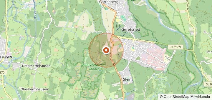 Kartenausschnitt mit dem Startbereich von Geretsrieder Stadtlauf in Geretsried