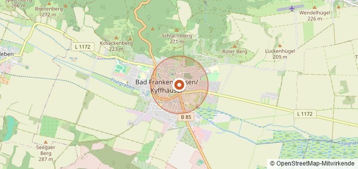 Kartenausschnitt mit dem Startbereich von Kyffhäuser Berglauf in Bad Frankenhausen