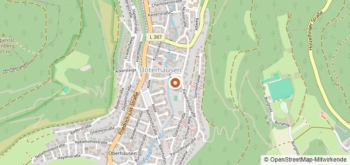 Kartenausschnitt mit dem Startbereich von Lichtenstein-Trail in Lichtenstein-Unterhausen