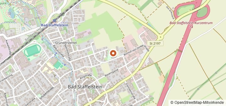 Kartenausschnitt mit dem Startbereich von Obermain-Marathon in Bad Staffelstein