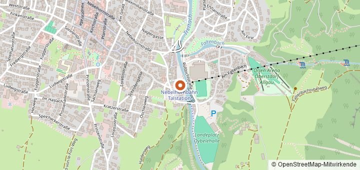 Kartenausschnitt mit dem Startbereich von Oberstdorfer Nebelhornberglauf in Oberstdorf