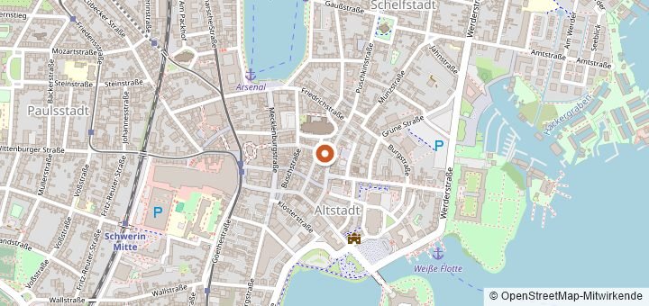 Kartenausschnitt mit dem Startbereich von Schweriner Nachtlauf in Schwerin